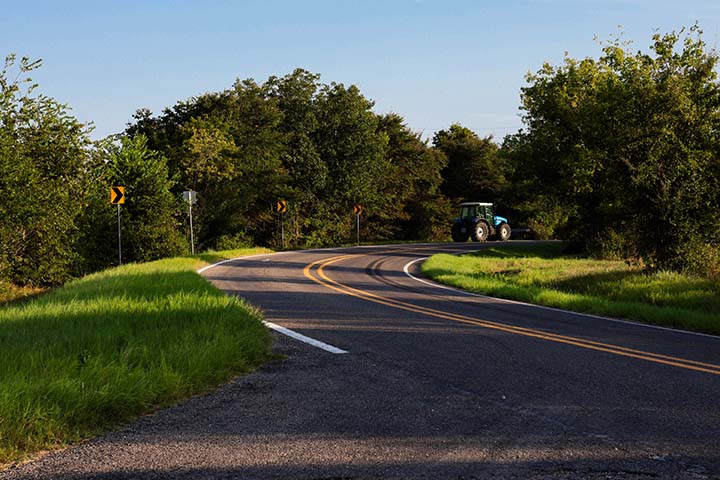 Winding country roads can hide farmers